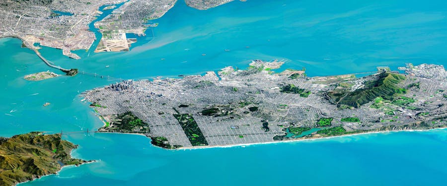 Satellite image print: San Francisco Low Angle