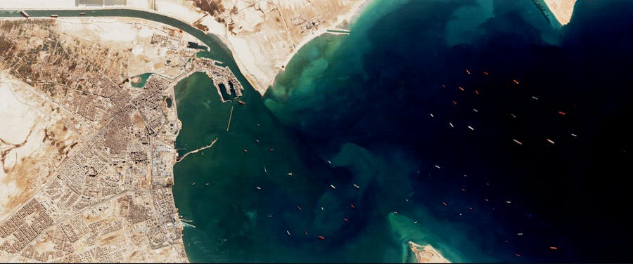 Ships Wait Outside Suez