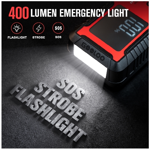 Gooloo Jump-Starter mit Powerbank und LED-Notlicht mit SOS-Modus