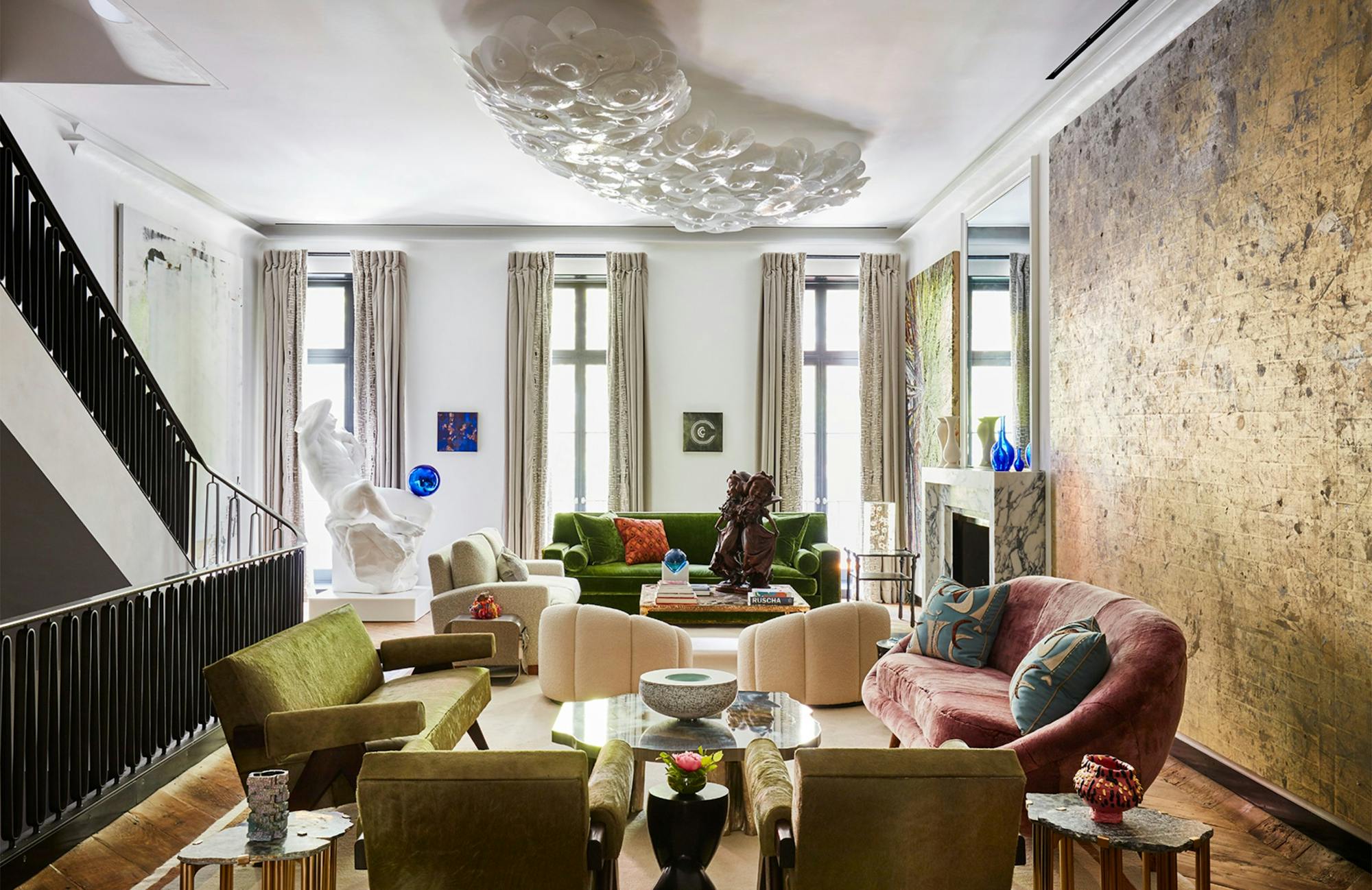 Ingrao Inc project, west village townhouse, interior designed, art statue in room
