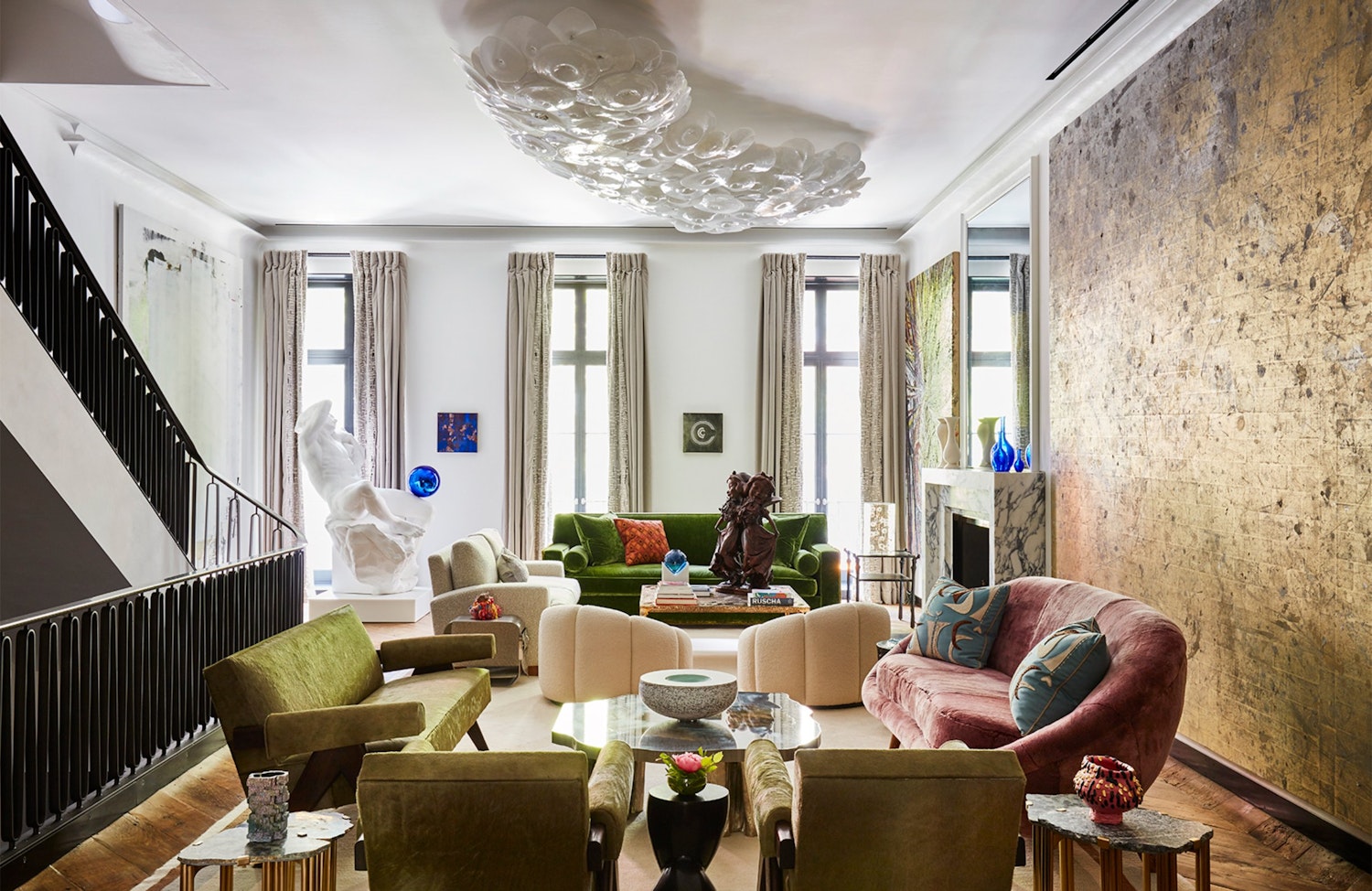 Ingrao Inc project, west village townhouse, interior designed, art statue in room