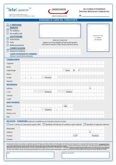 modulo domanda carta tachigrafica conducente