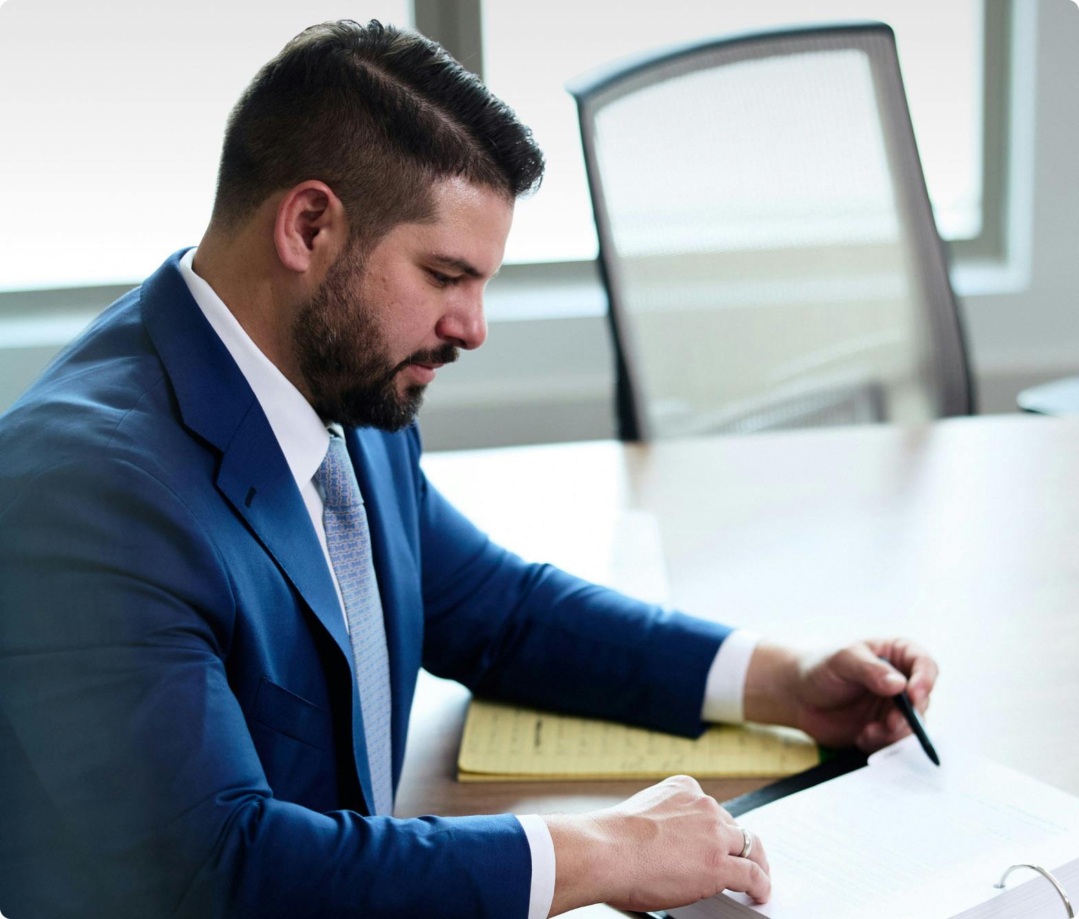 lawyer looking at documents