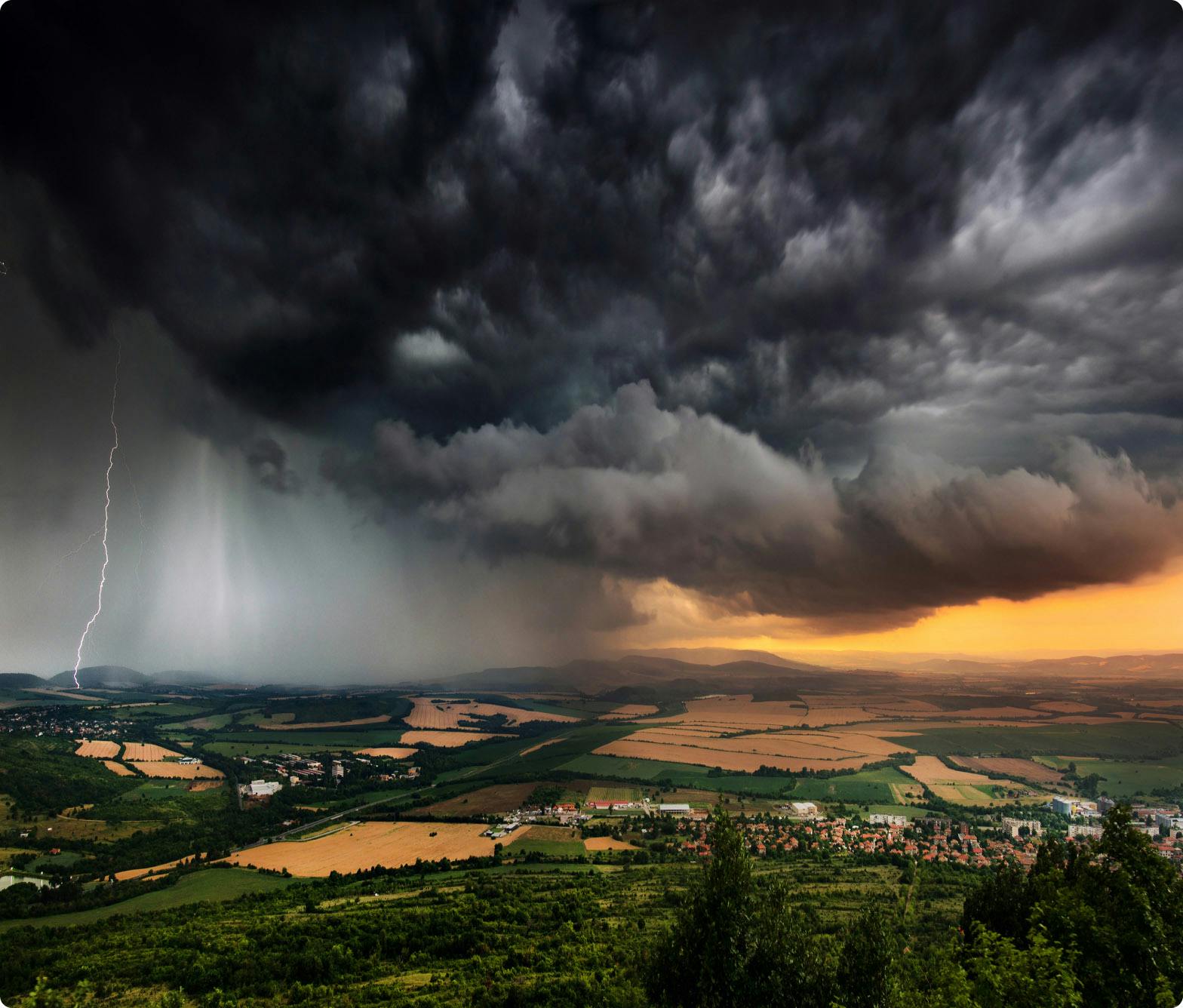 storm over farm lands