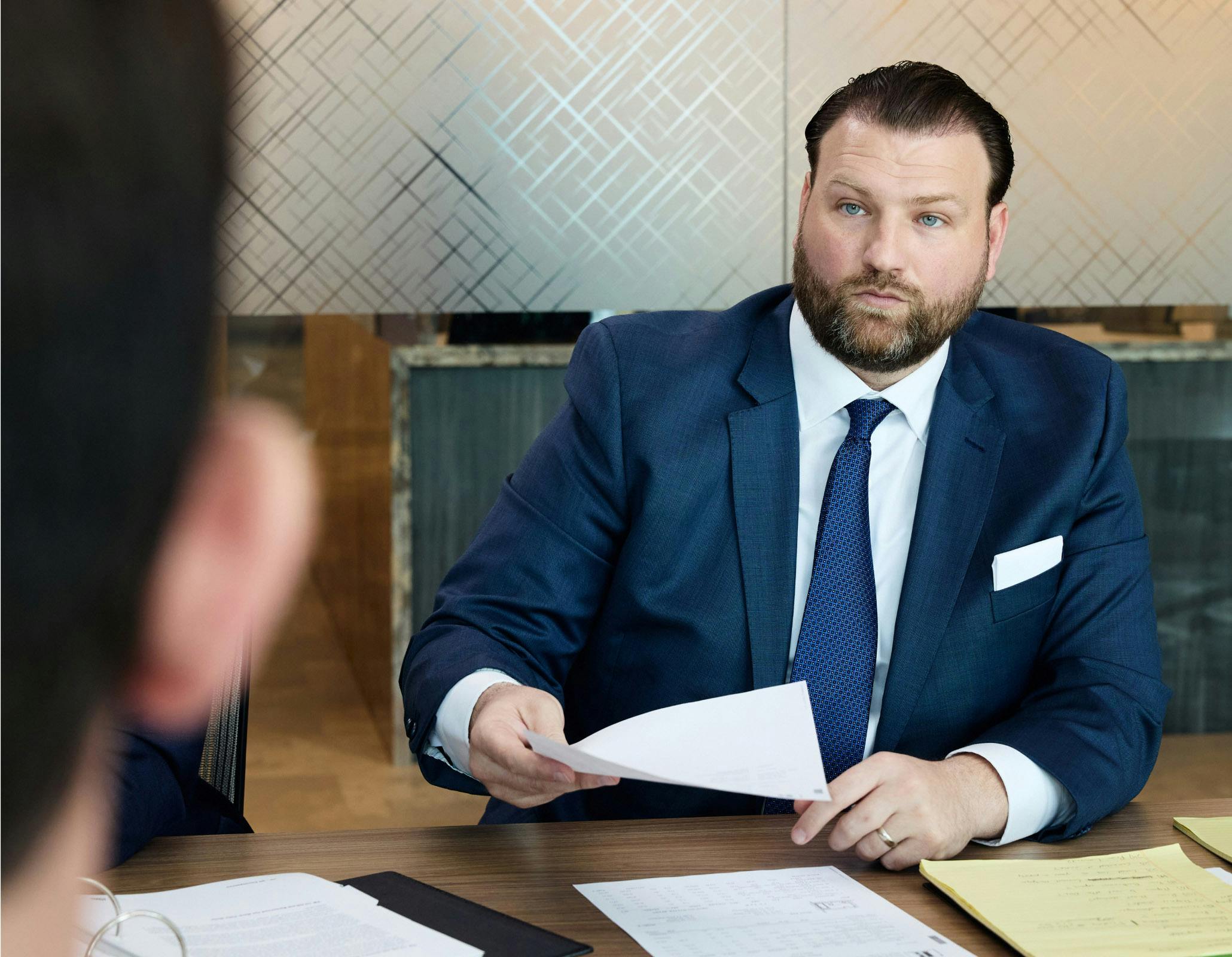 Lawyer holding paper