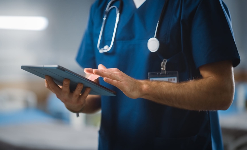 doctor using ipad