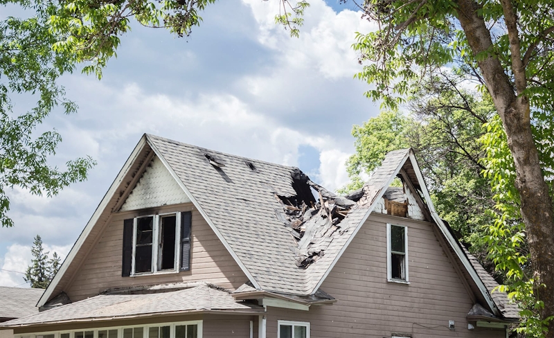 house with a hole in the roof