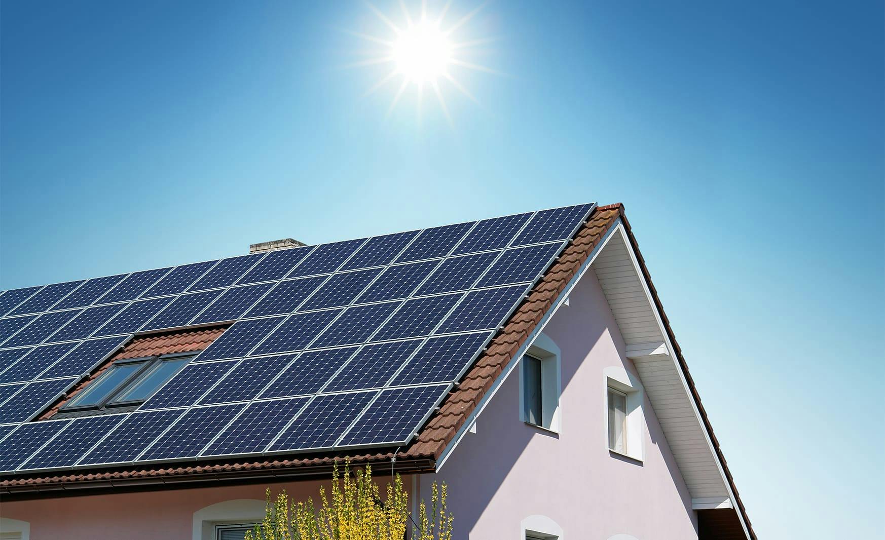 solar panels on a roof