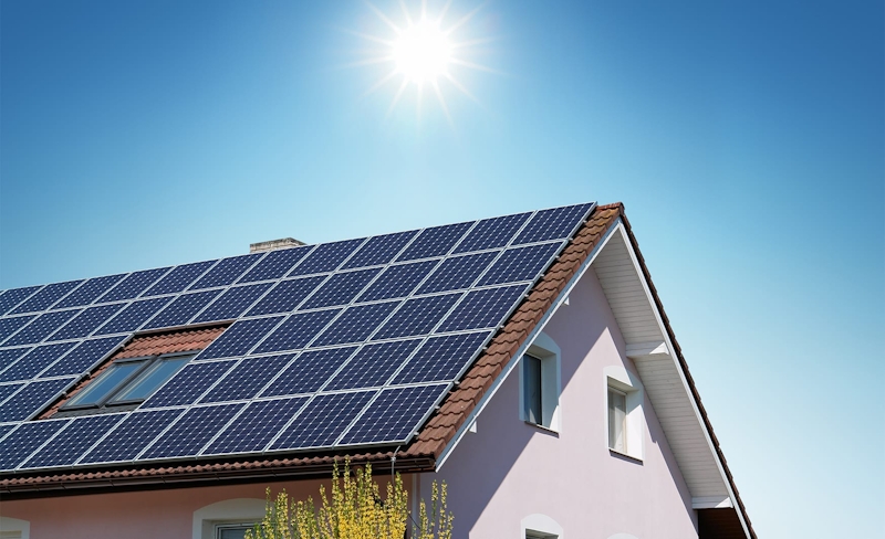 solar panels on a roof