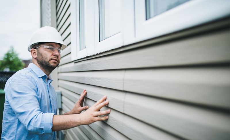 Man inspecting house