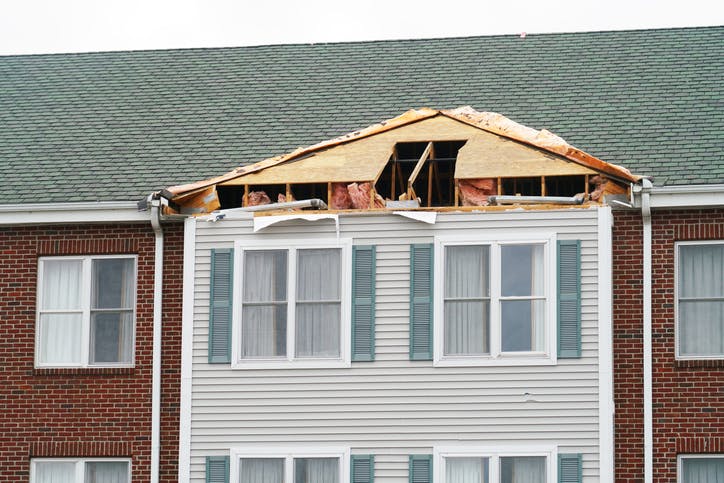 House with a caved in roof