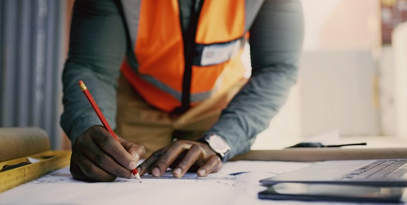 Person wearing construction vest