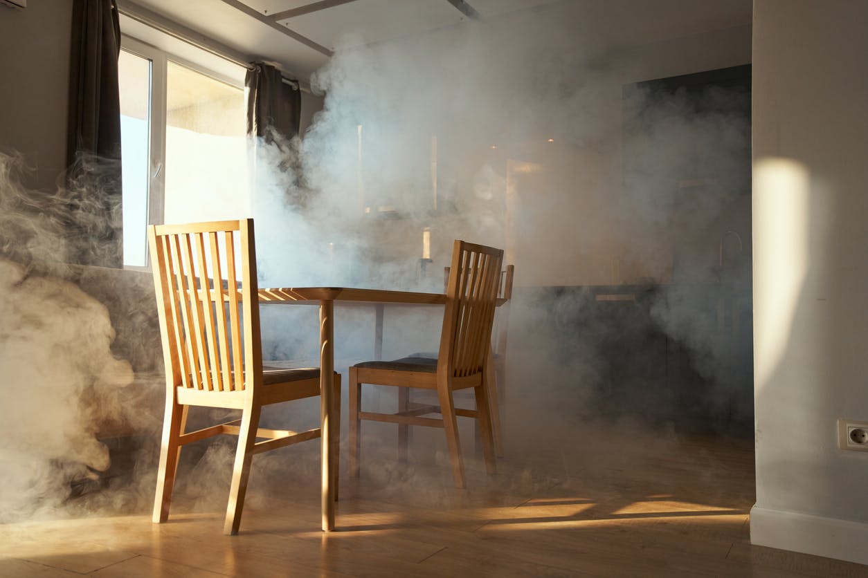 House filling with smoke