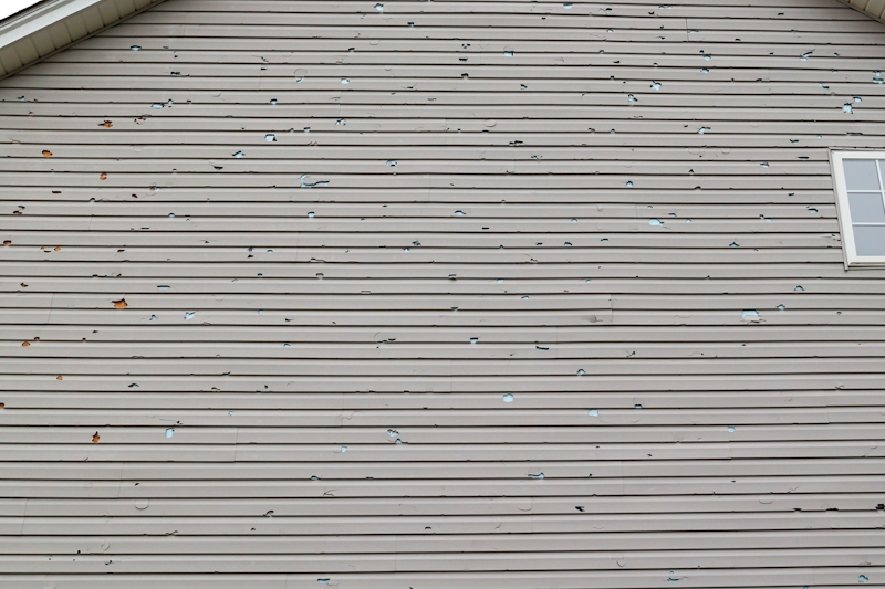 Hail damage on home