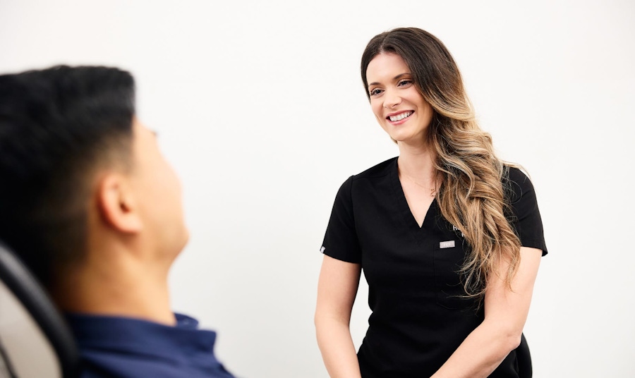 nurse smiling at patient