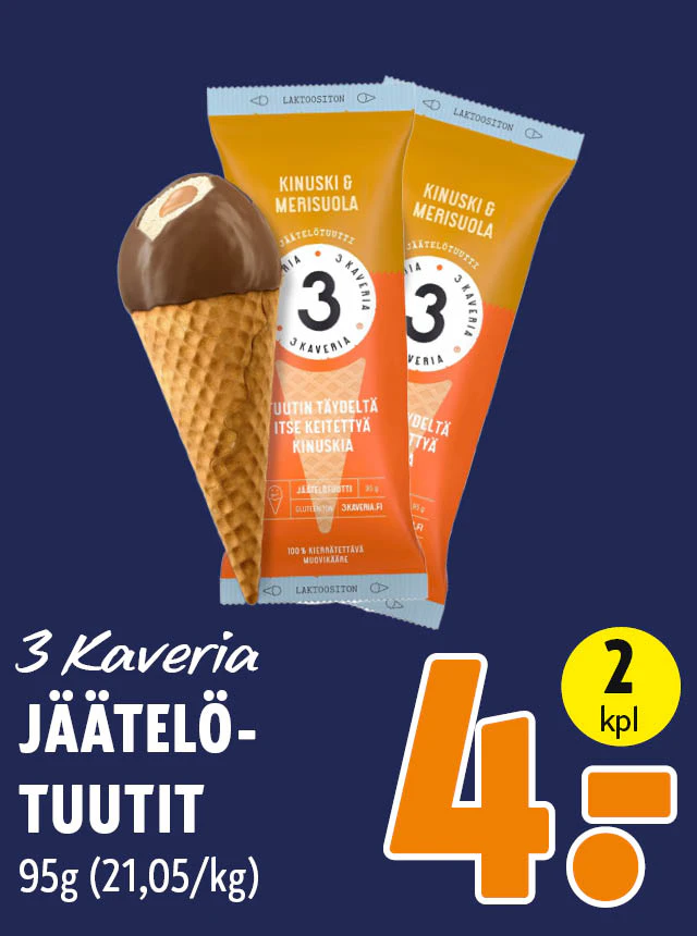 3 kaveria jäätelötuutit