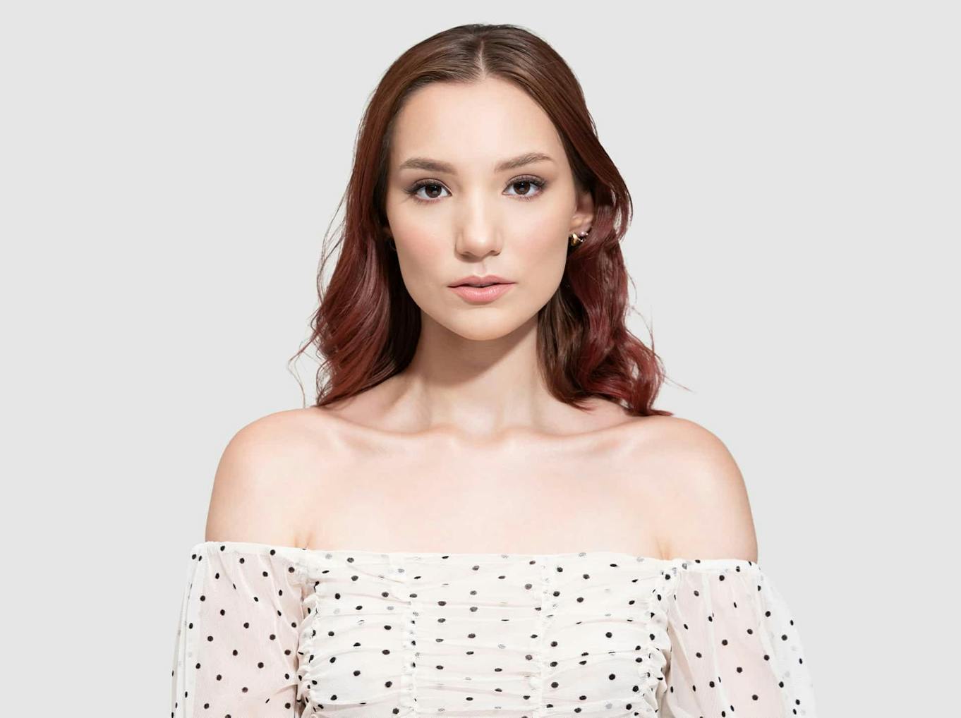 A woman looking at the camera