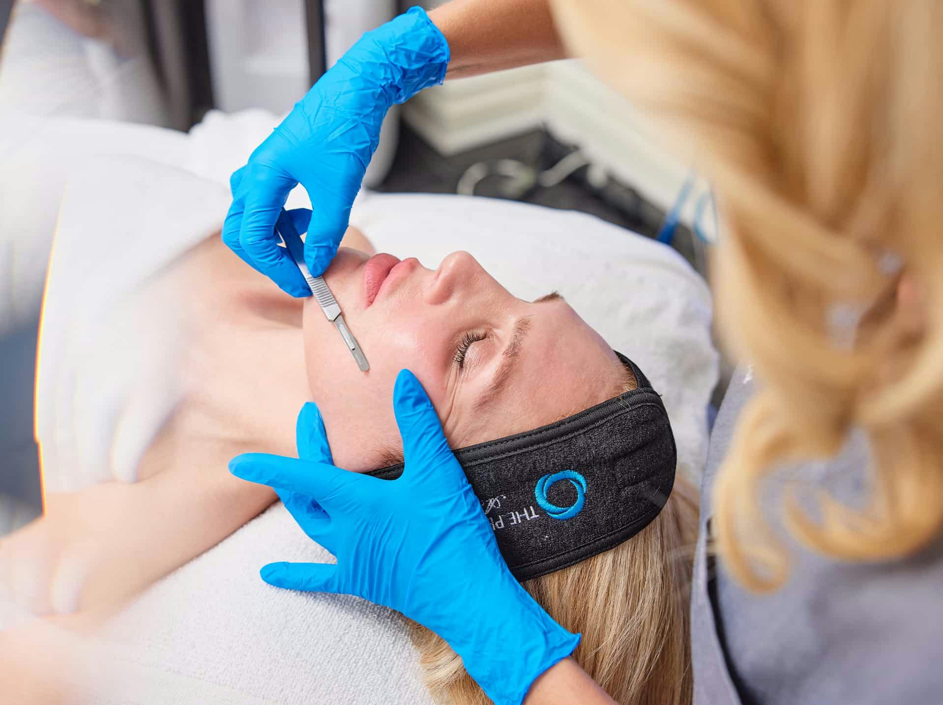 Woman receiving facial
