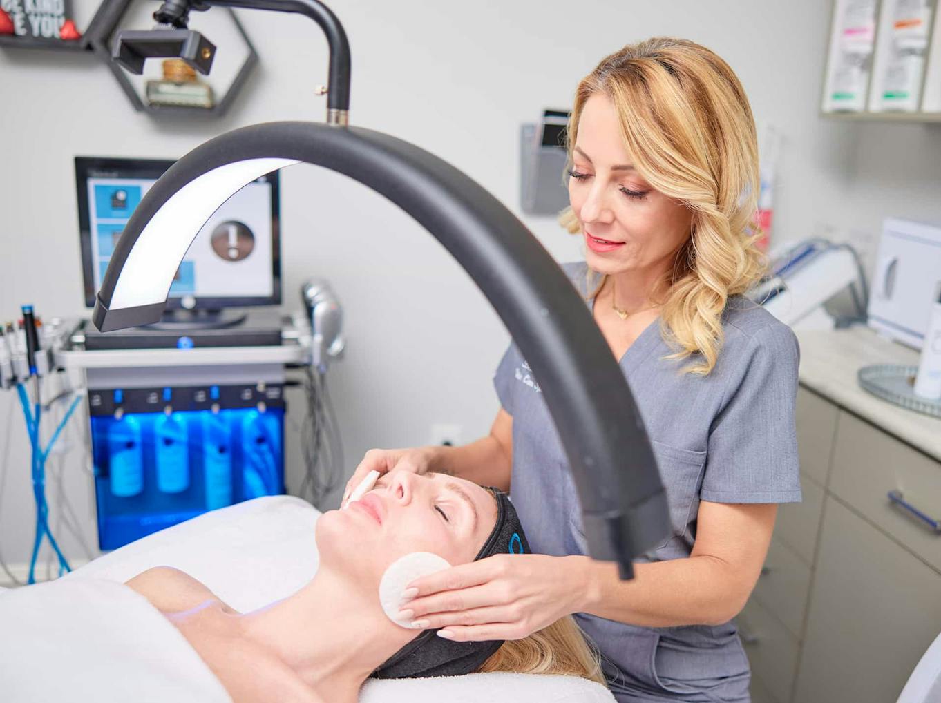 Woman during facial treatment