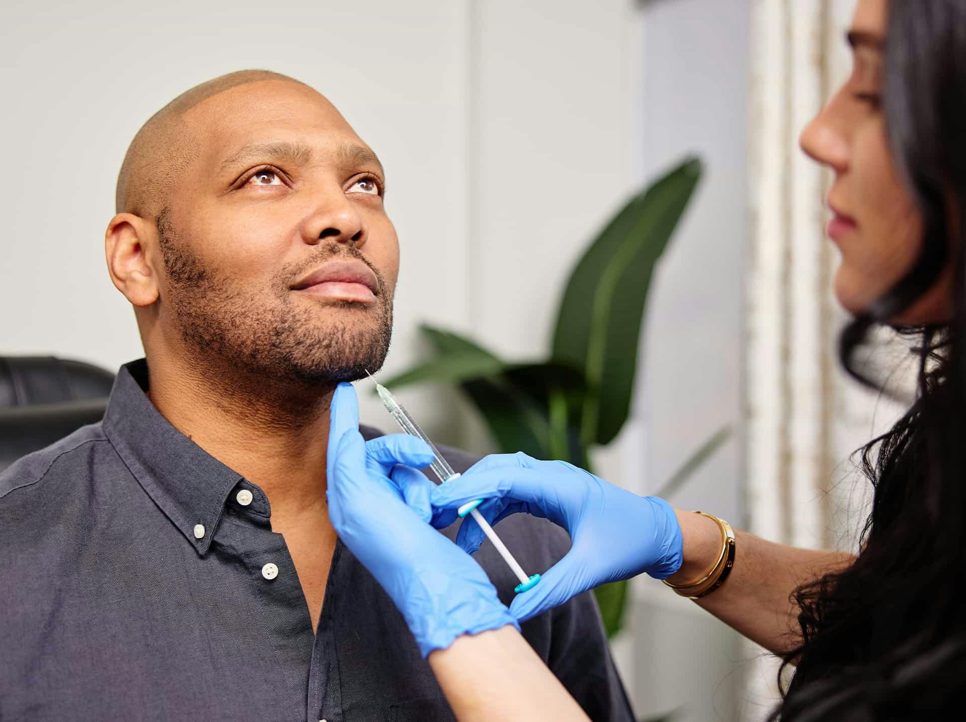 Man getting injectable treatment