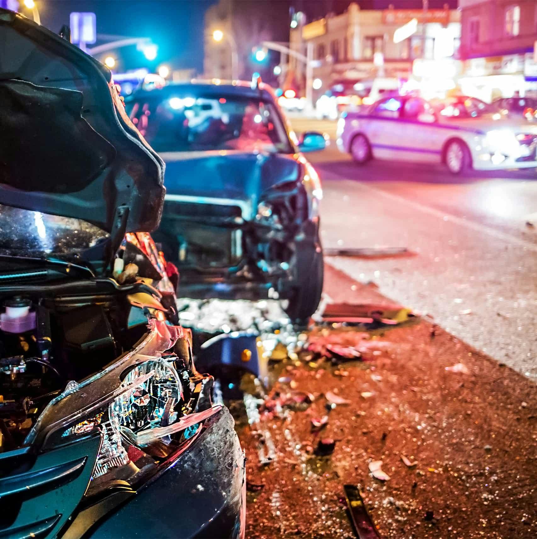 the scene of a terrible car accident