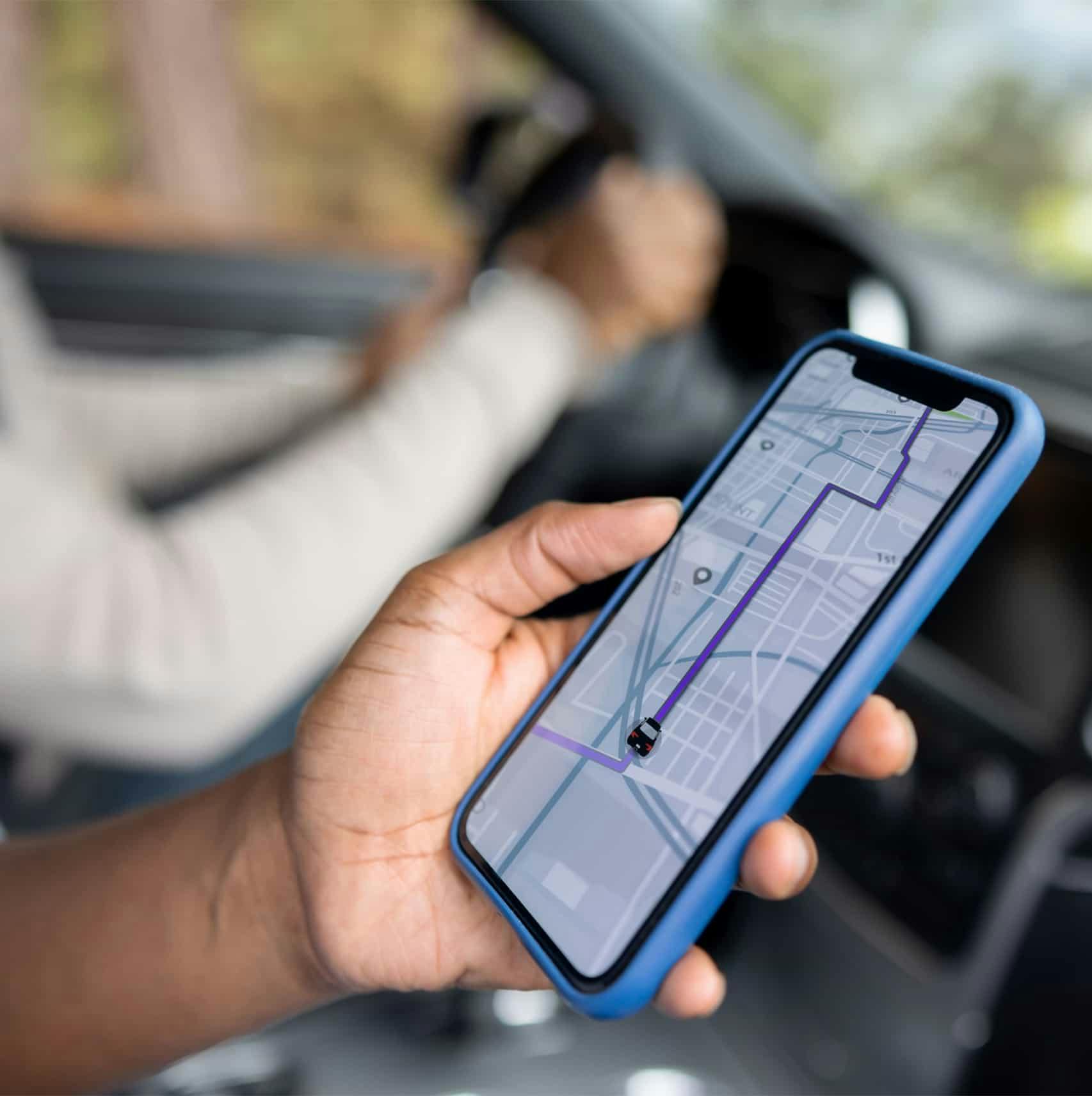 navigation on a phone during a rideshare