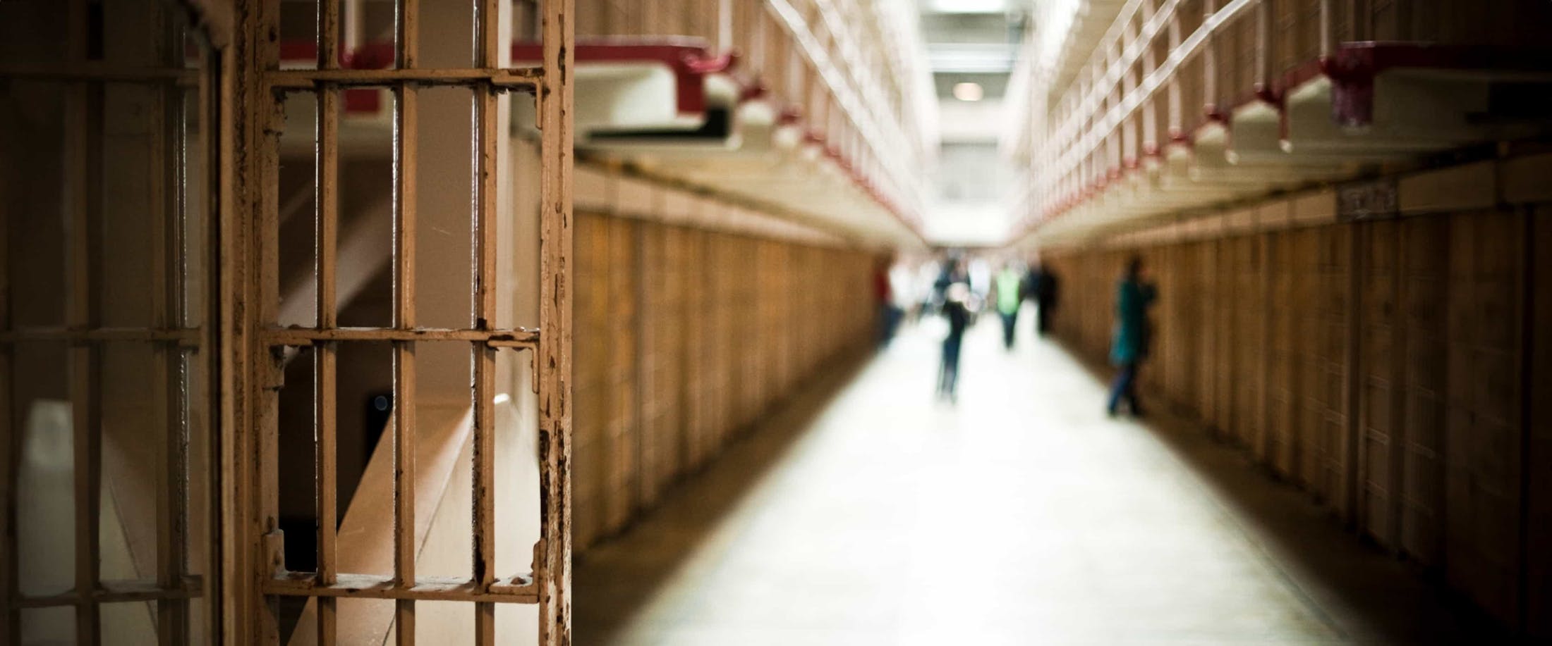Inside a jail cell block