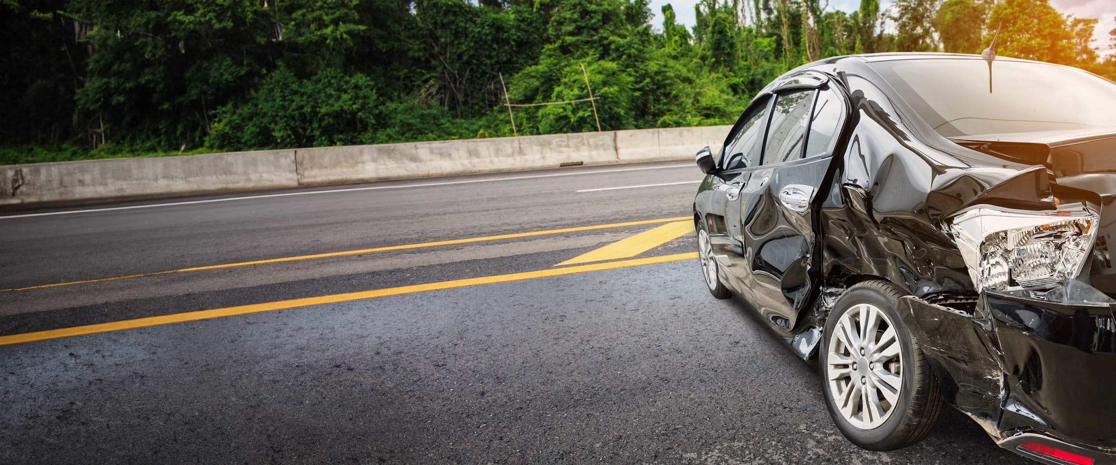 A cars left side after an accident