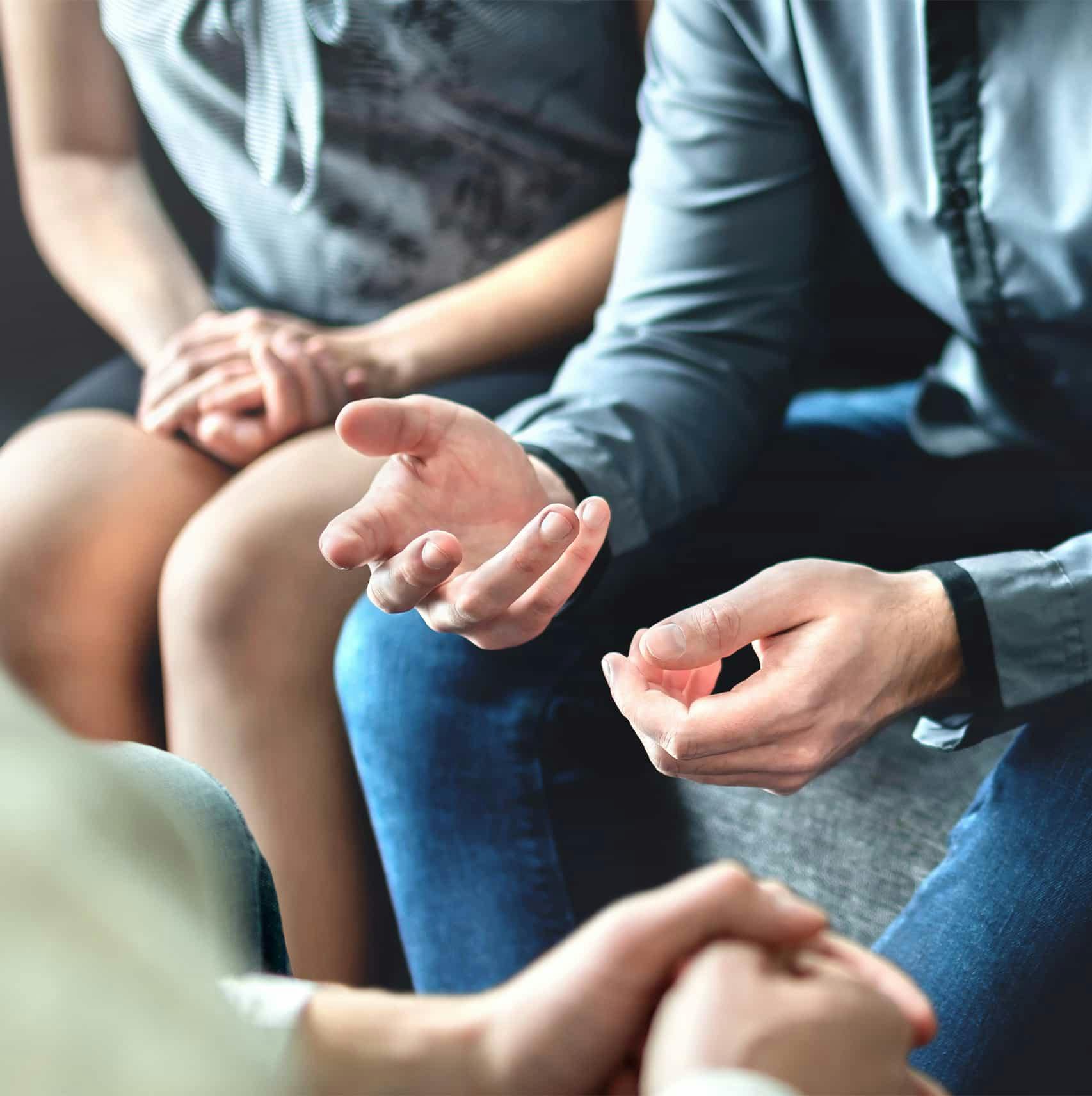 Peoples hands during a conversation