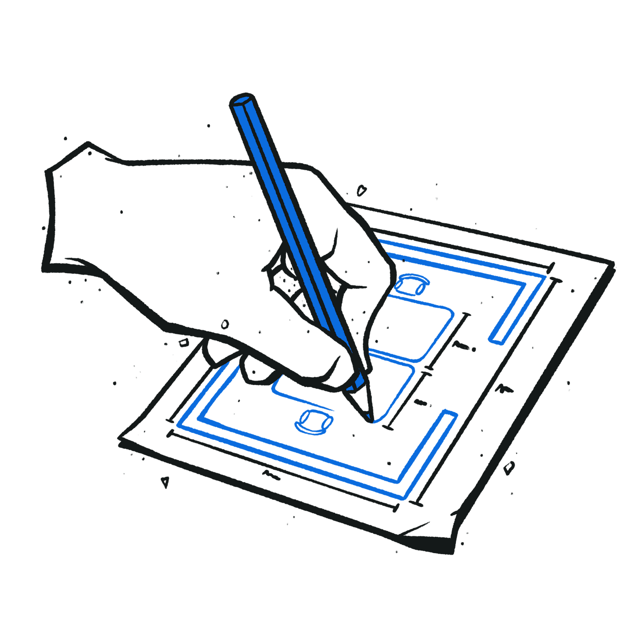 Hand drawing map of an interview room