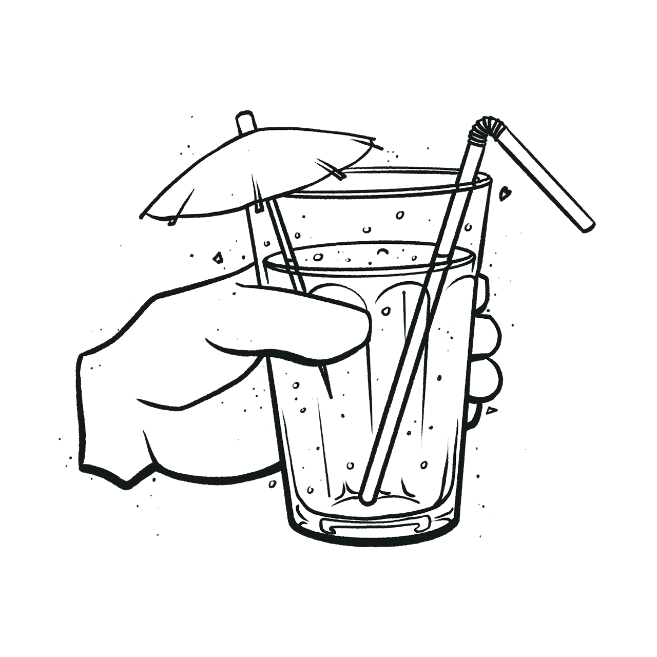 Hand holding glass with lemonade