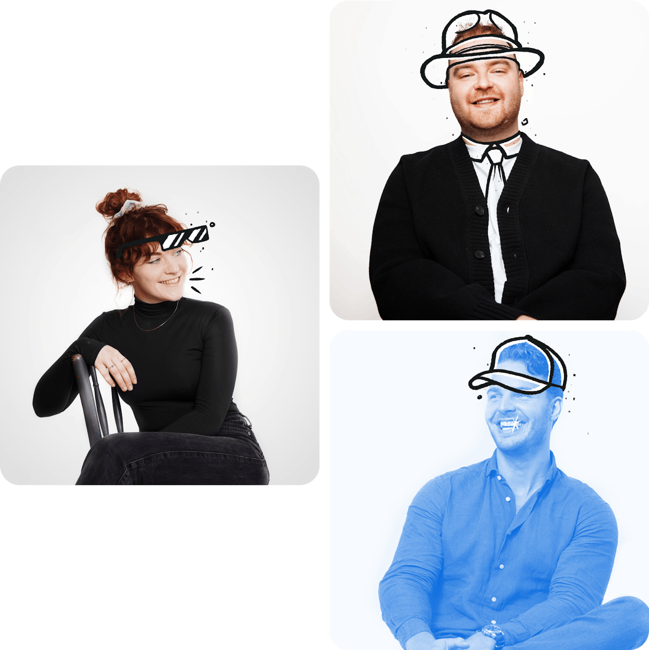 Three team members