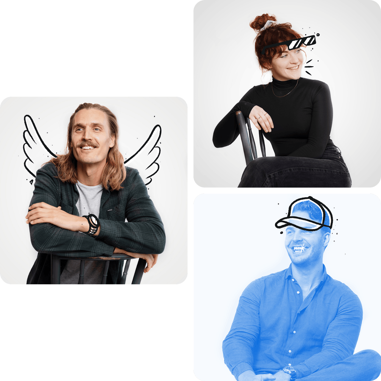 Three team members