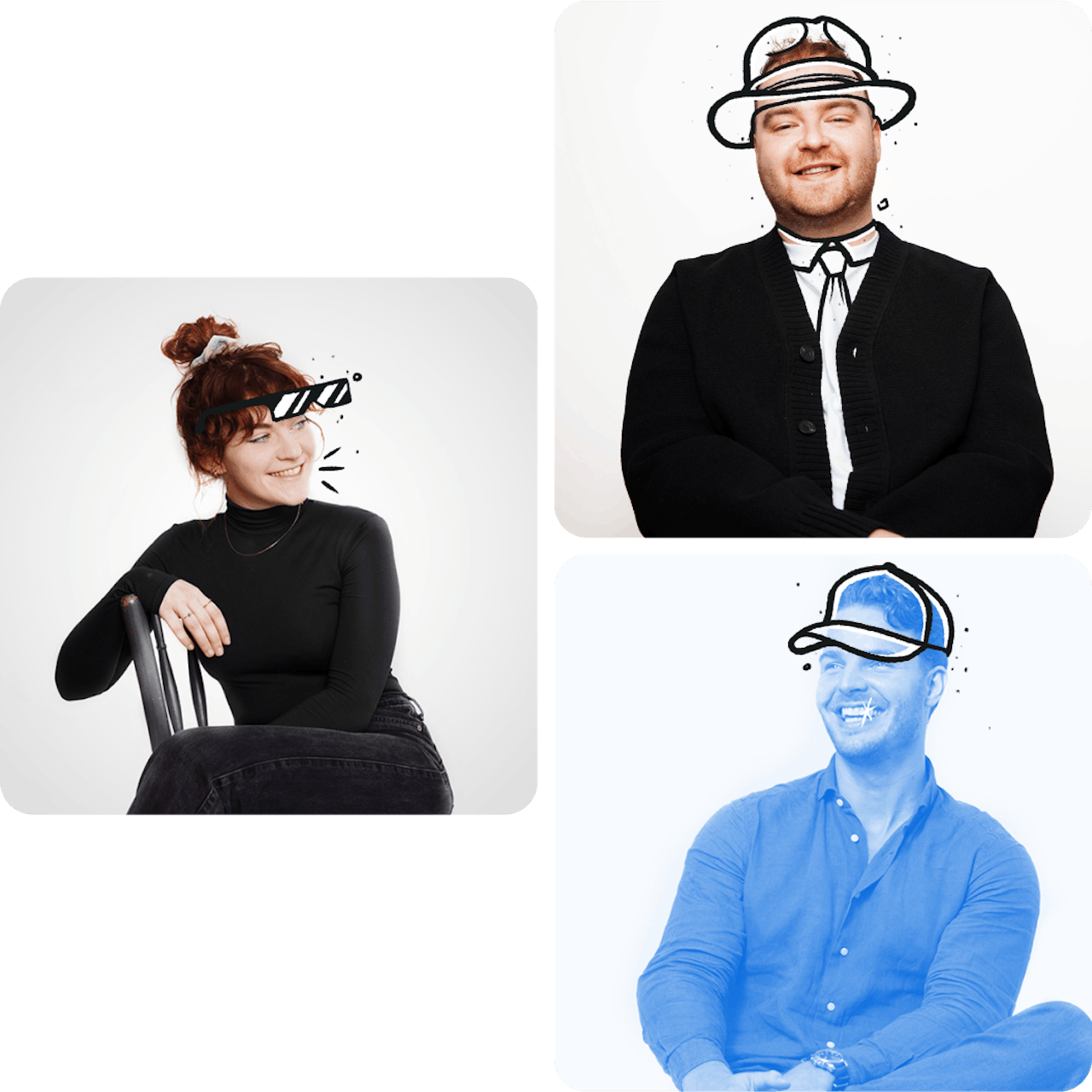 Three team members