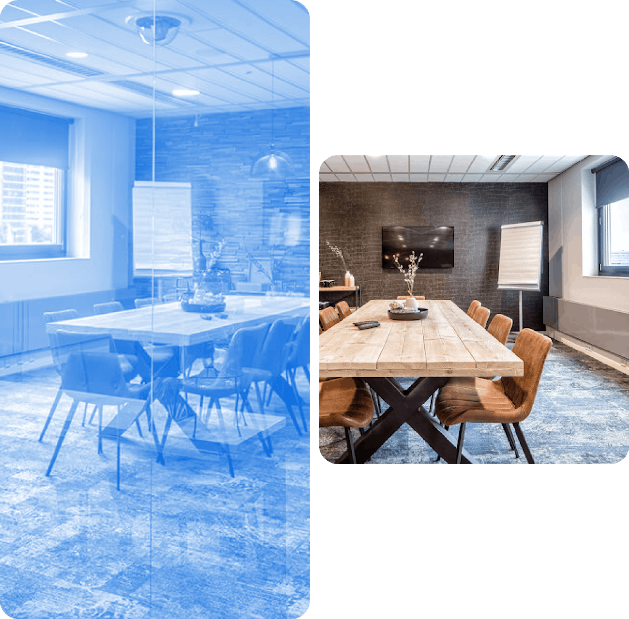Room with table and chairs for focus group