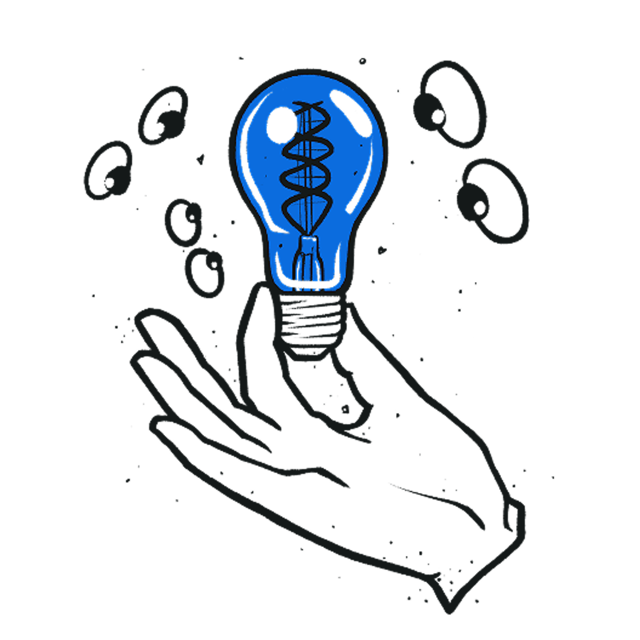 Illustratie Hand met lamp