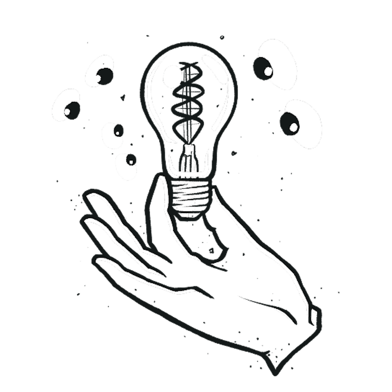 Illustration Hand with Lightbulb