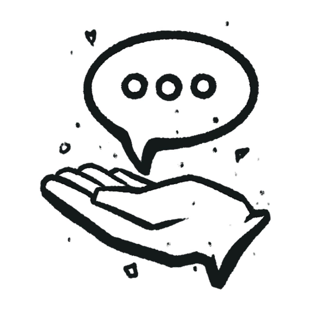 Illustratie hand met spraakbubbel