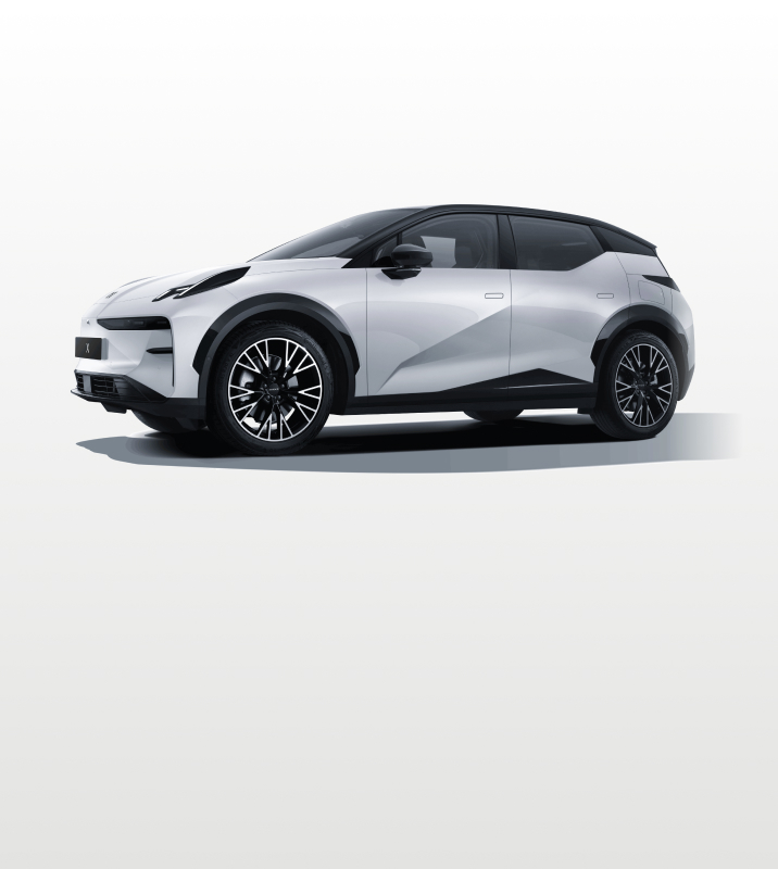Zeekr X luxury electric SUV in Mist Grey, featuring a streamlined profile, black roof, and contemporary alloy wheels on a white background