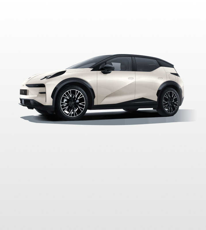 Zeekr X luxury electric SUV in Palace Beige, featuring a streamlined profile, black roof, and contemporary alloy wheels on a white background