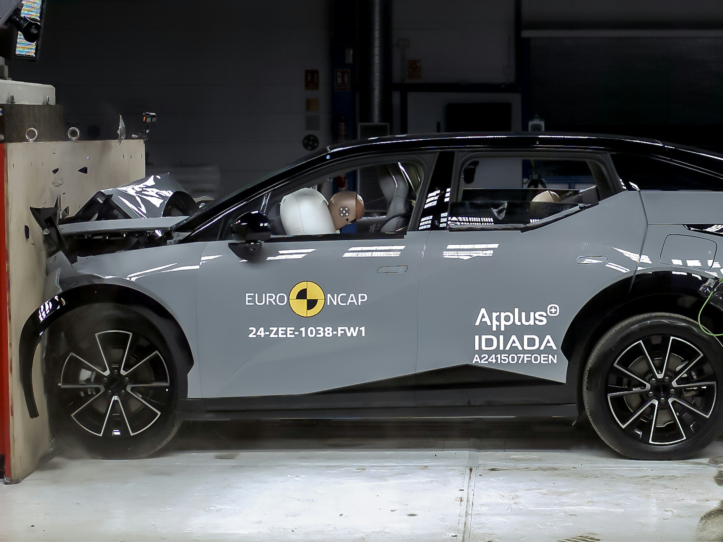 Grid Grey Zeekr X in the ANCAP Front Crash Safety Rest in the test phacilities