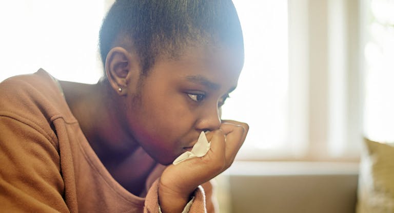 Black girl, teenager and depression with stress, sad adolescent with mental health and trauma counselling. Psychology therapy, anxiety and depressed female teen thinking of problem or unhappy crisis