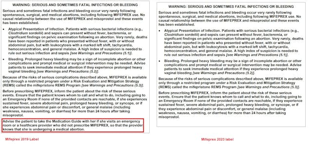 Image: Abortion pill label changes (2019 to 2023) edits to Black Box Warning and counseling section Abortion pill complications buried for decades in abortion industry plot to hide the truth image