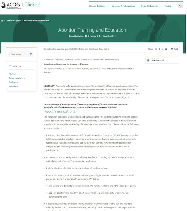 ACOG abortion training webpage accessed 05082024 ACOG abortion training webpage accessed 05082024