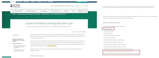 ACOG website refers for abortion promotes Planned Parenthood accessed 050824 ACOG website refers for abortion promotes Planned Parenthood accessed 050824