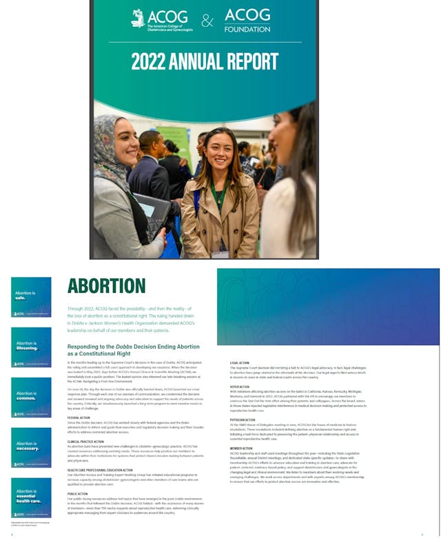 The American College of Obstetricians and Gynecologists 2022AR promotes abortion The American College of Obstetricians and Gynecologists 2022AR promotes abortion