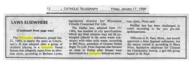 The little people, fetal disposal, and abortion The Little People fetal disposal and abortion