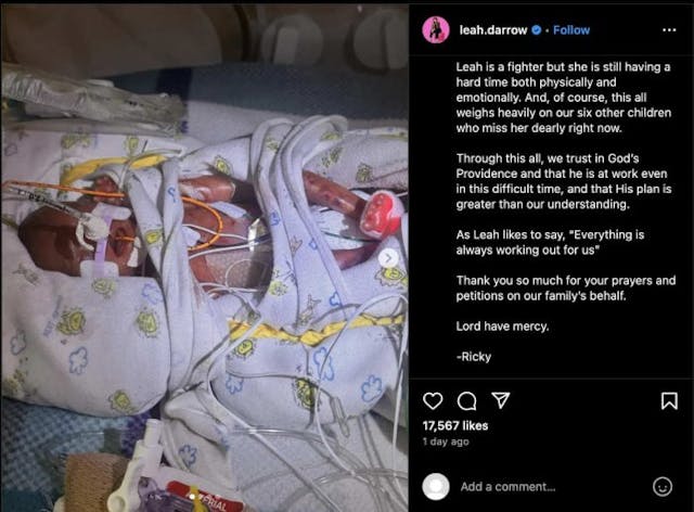 Family of pro-life speaker Leah Darrow requests prayers after emergency C-section image