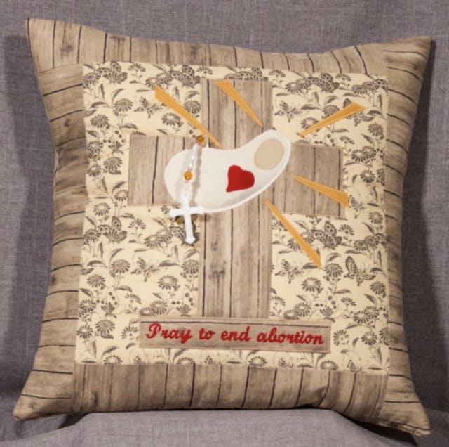 The original pro-life prayer pillow, from the Heart of a Child Ministries  . Pro-life ministry is educating students across US on fetal development image