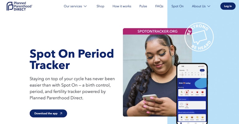 spot on period tracker pp direct screenshot